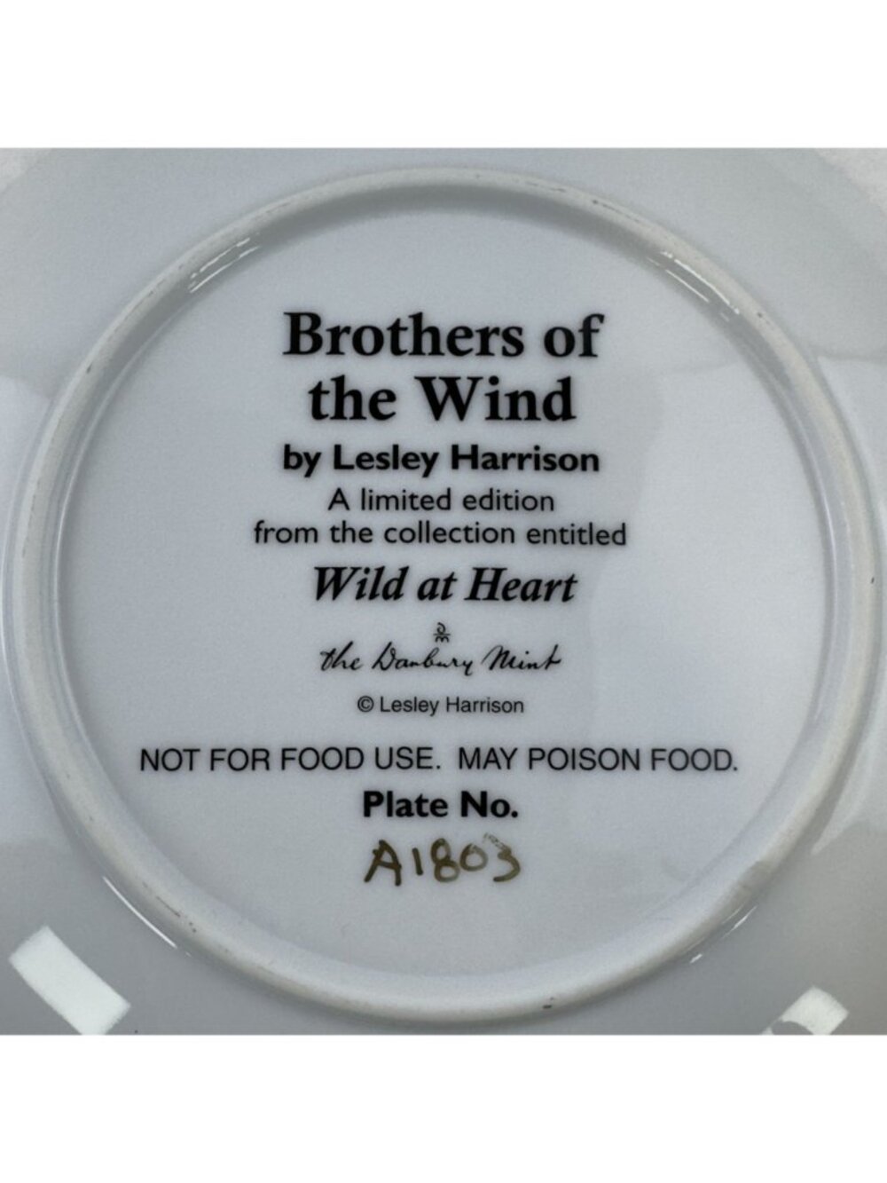 Vtg Brothers Of The Wind Limited Edition Collector Plate Wild At Heart Horses - Picture 4 of 10